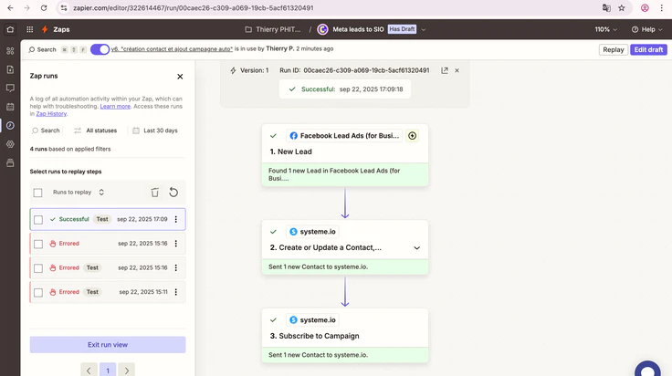 Facebook Leads → Systeme.io